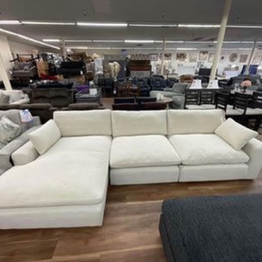 Ashley Brand White Sectional Sofa Couch 