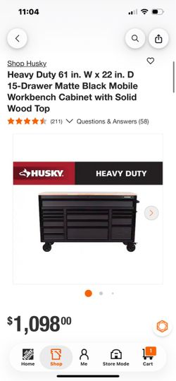 Husky 61-Inch 15-Drawer Mobile Workbench Cabinet