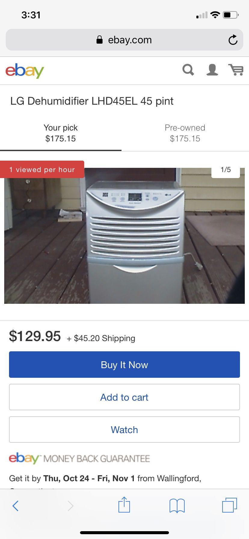 LG dehumidifier