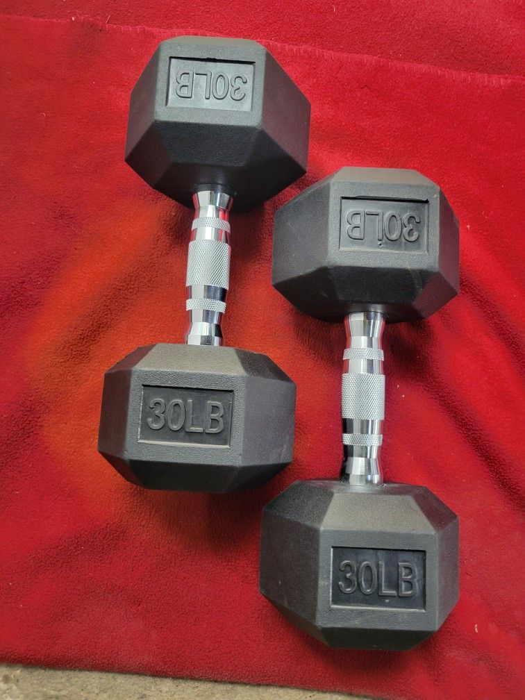 NEW SET OF 30LB RUBBER COATED HEXHEAD DUMBBELLS
TOTAL 60LB
11525 S HALSTED DUNKINDONUTS/7111.S WESTERN WALGREENS
65$ CASH ONLY AS IS