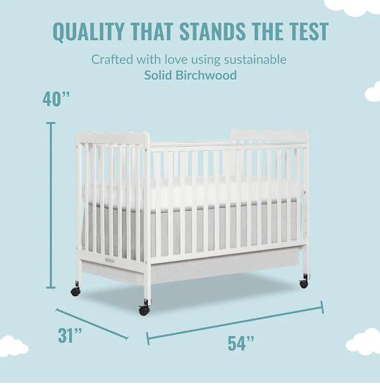 3-in-1 Convertible Crib with Wheels 
