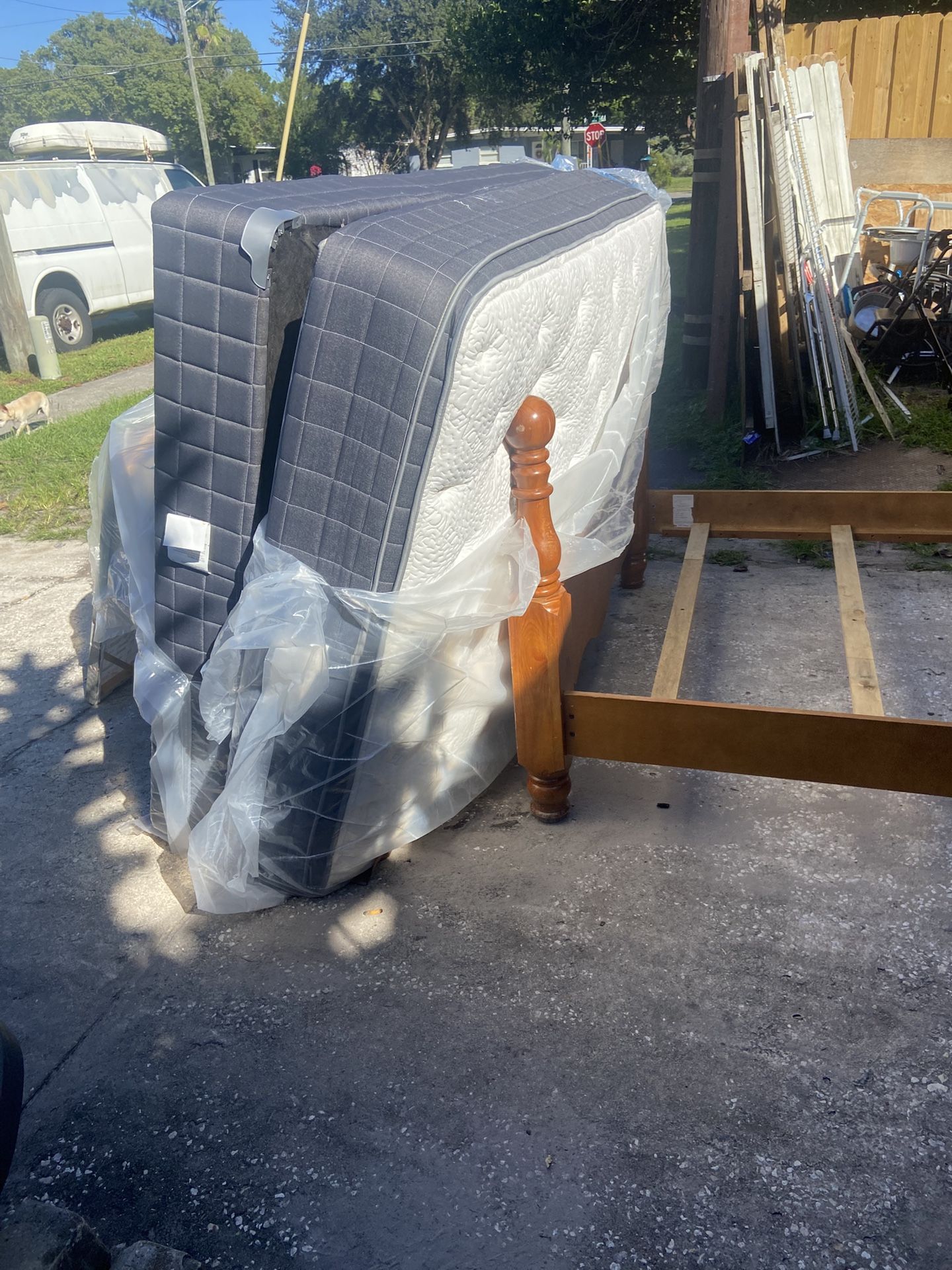 Queen Size Bed, And frame+ Dresser/mirror/nightstand