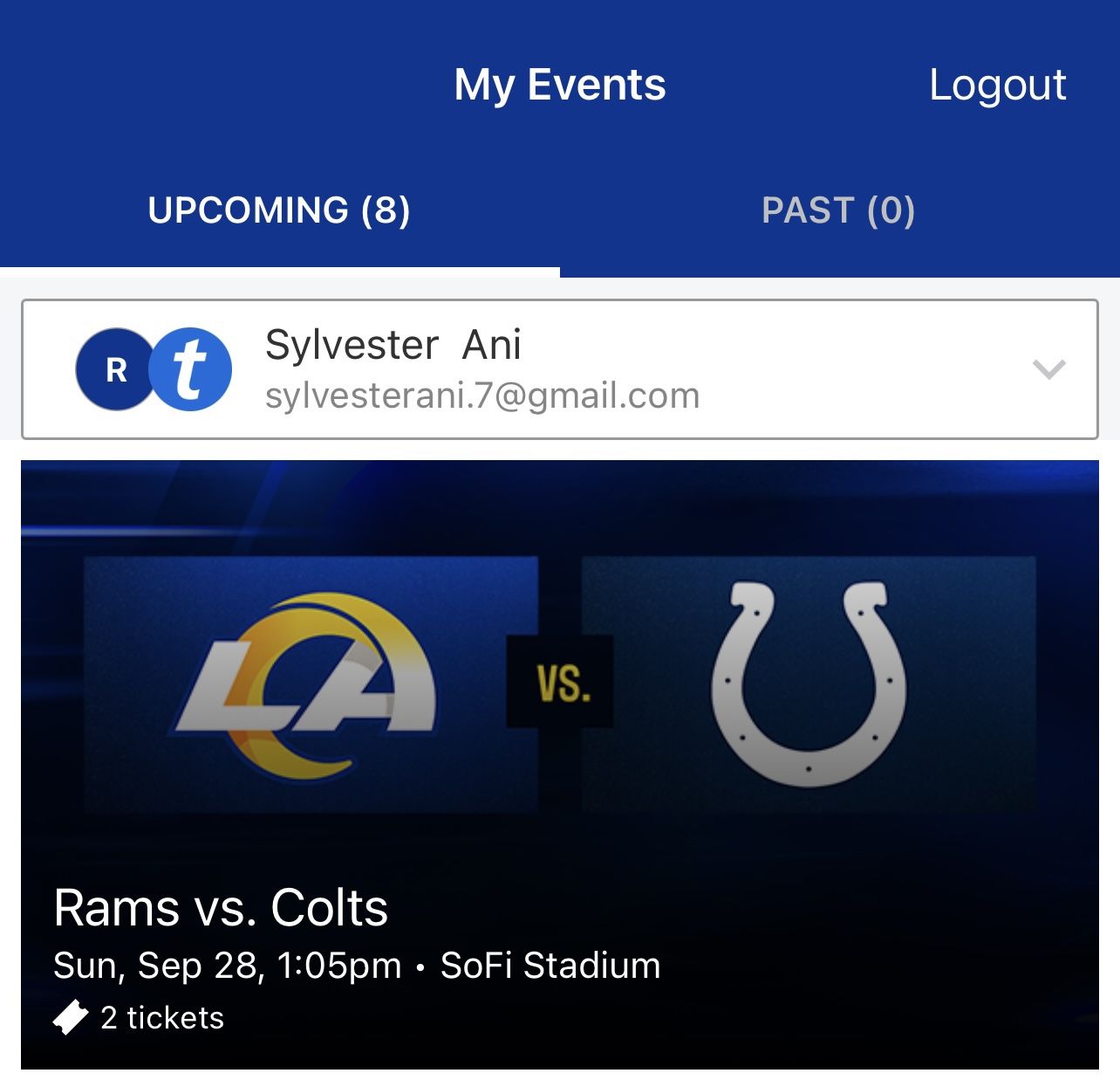 Rams Vs Colts Section 312 Row 16 Section 14,15
