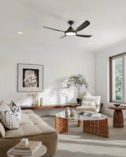 ALTITUDE Sakai 56-in Matte Black LED Covered Outdoor Ceiling Fan With Light and Remote Control Included