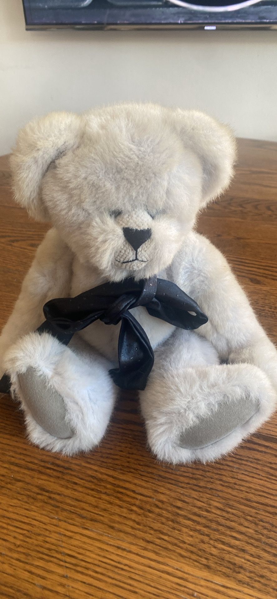 Vtg Handmade Gray Teddy Bear 1990 16” Mohair Artist Karen Rundlett Scooter