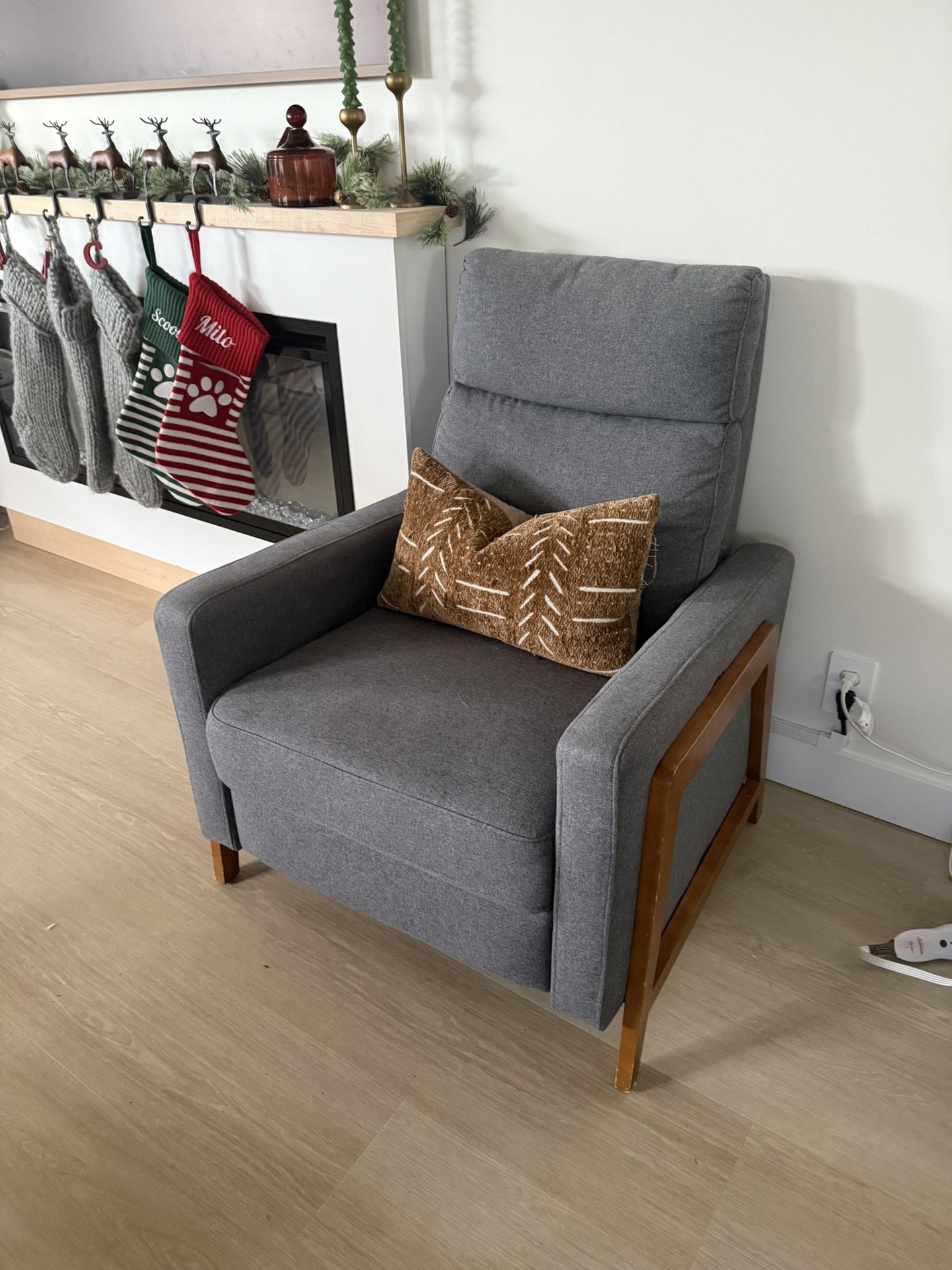 Two Blue Pottery Barn Reclining Chairs