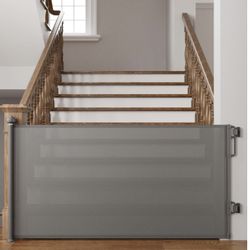 Cumbor Retractable Baby Gates for Stairs, Mom Choice Award Winner-55 Wide Mesh Dog Gate for Doorways, 34" Tall Easy to Use Pet Fence for The House, To