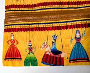 Handcrafted The Bombay Store Colorful Cloth Pouch Tissue Holder Leather Closure