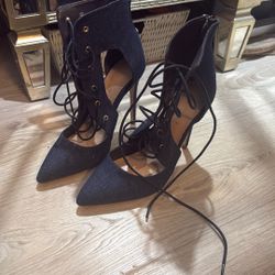 Denim High Heels 