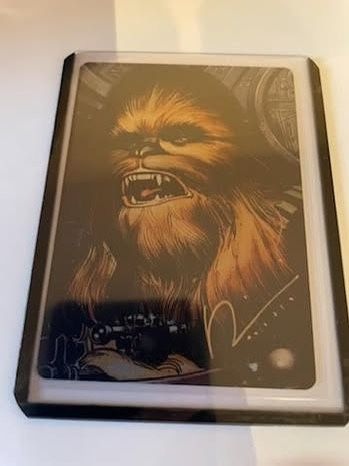 Chewbacca Chewie Metal Trading Card Star Wars Signed by Chad Hardin