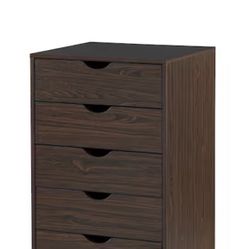 5-Drawer Espresso Wood 15.75 in. W Mobile File Cabinet with Storage Drawers, Rolling Craft Organizer Dresser
