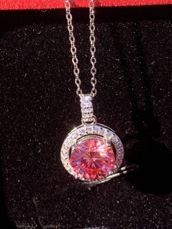 3 Carat Pink Moissanite Necklace (adjustable) 