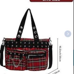 Gothic Steampunk Red Plaid Handbag