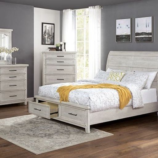 Brand New Antique White 4pc Queen Bedroom Set (Available In California & Eastern King)