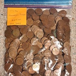 Copper Canadian Pennys 53-96 Total of 500