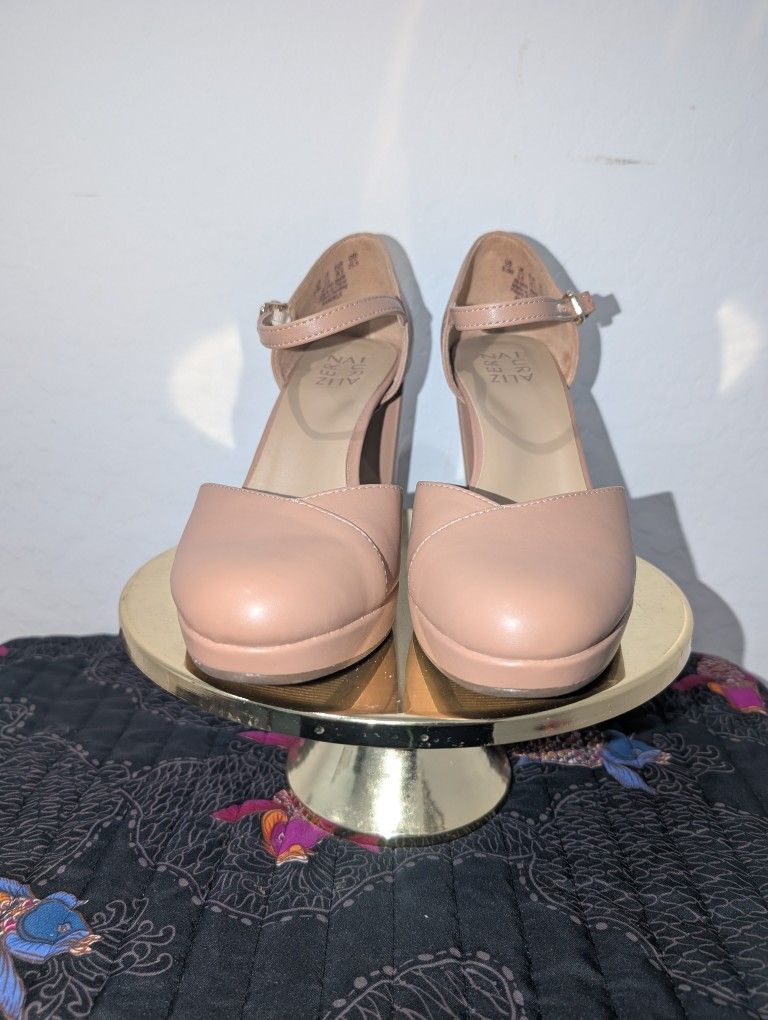 Beige Closed Toed Heels