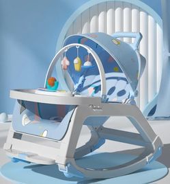 5 In 1 Baby Bouncer & Push Walker Combo Infant To Toddler, Blue