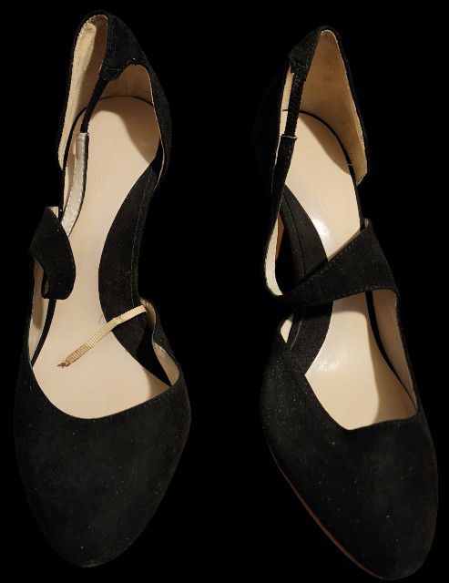 Zara Basic Collection Black Suede Strappy Heels, Size 11