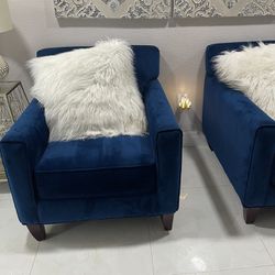 Two Blue  Side Chairs 