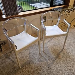 Carmen Dining Chairs, Set of Two, White and Clear