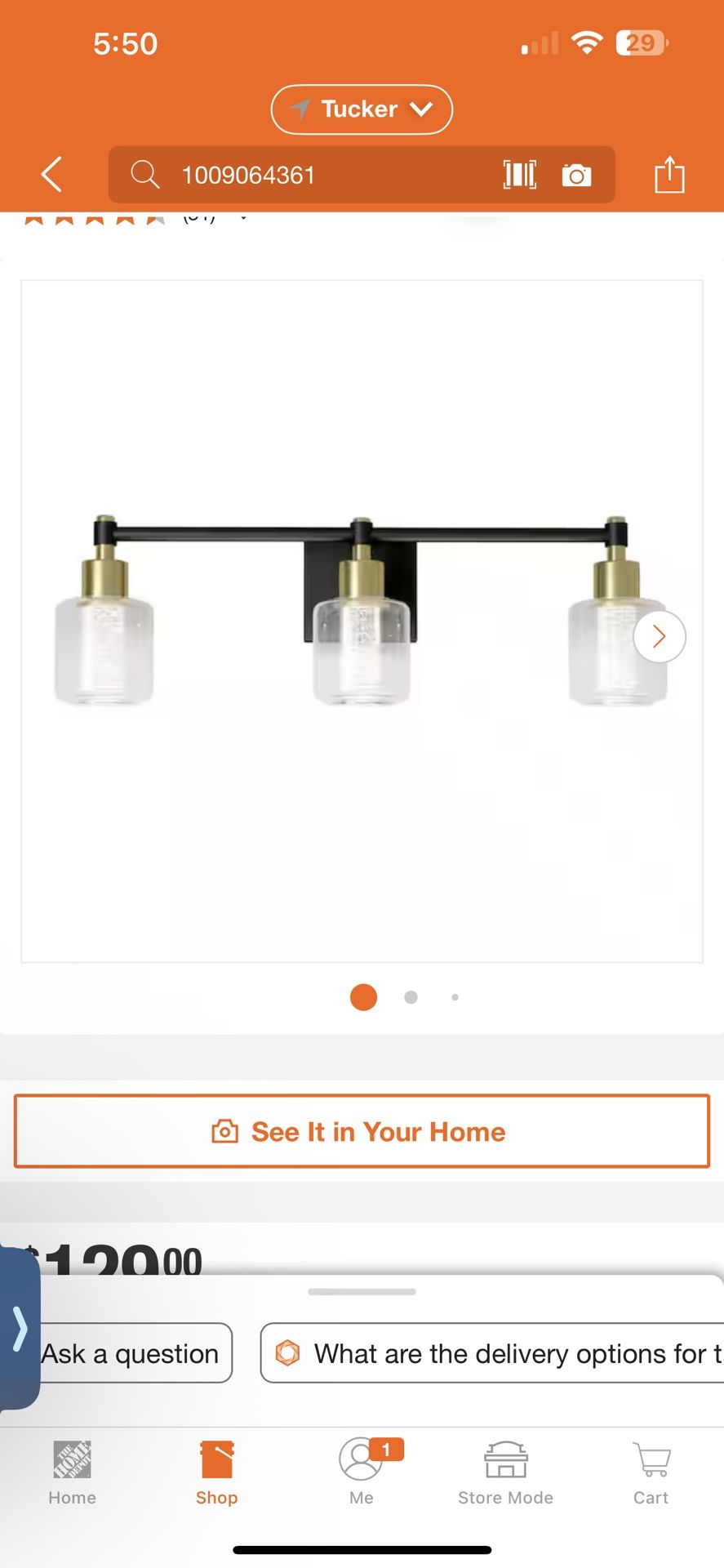 Champagne Globe 26 in. 3 Light Black & Gold Modern Integrated LED 5 CCT Vanity Light Bar for Bathroom with Bubble Glass