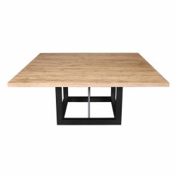 SOLID MANGO WOOD 60" SQUARE DINING/CONFERENCE TABLE, Seats 8, Iron Base; MSRP $2,094