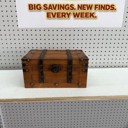 SLPR Alexander Small Wooden Treasure Chest - 11" x 7" x 5.5", Wood