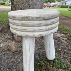 White Not Black Live Edge Slab Wood Tree Trunk Stump Weight! Vanity Foot Stool, Monkey Bench, Ottoman, Chair, Plant Stand Side End Table. 3 Solid Legs