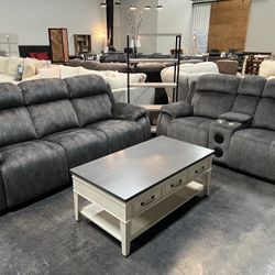 2-piece Power Recliner Sofa And Loveseat With Bluetooth Speaker 