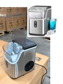 Nugget Ice Makers Countertop, Portable Ice Machine with Crushed Ice, 35lbs/Day, Self-Cleaning, One-Click Operation for Home Use(Silver)