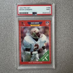 1989 PRO SET #486 DEION SANDERS ROOKIE RC PSA 9 MINT