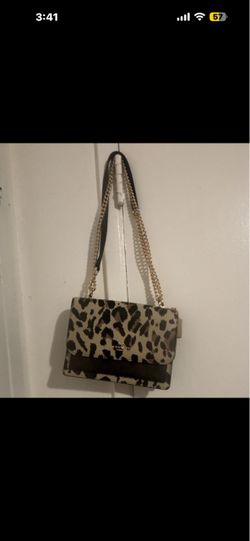 Coach Leopard Animal Print Shoulder Bag Gold Chain Strap Magnetic Closure