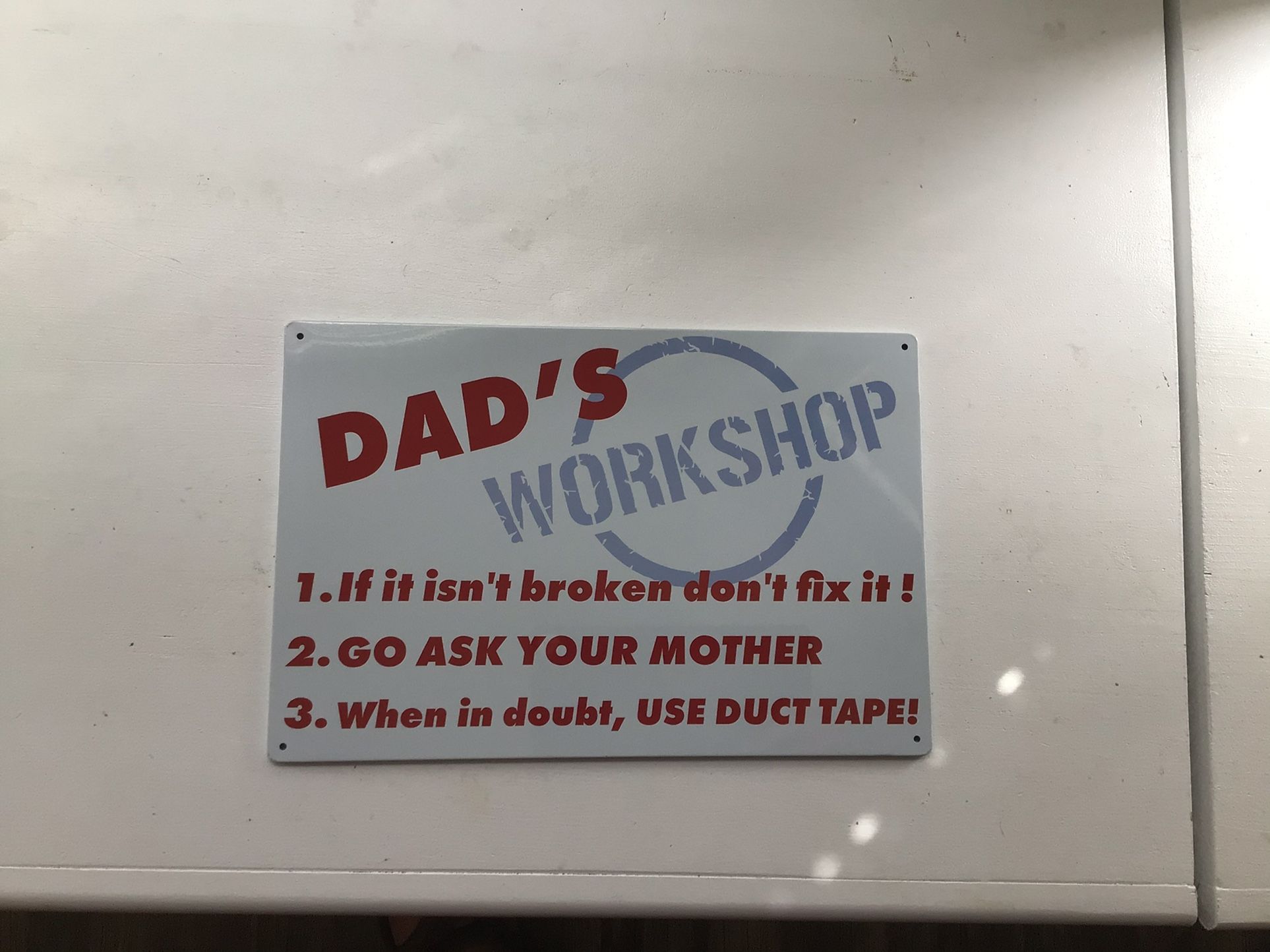 Dad’s Workshop Colorful Lightweight Tin Wall Decor