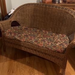 Wicker Loveseat With Full Cushion