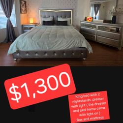 6 Pieces King Bedroom With Box And Mattress 