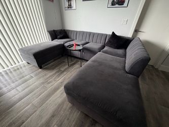 Grey Couch/Sectional with ottoman