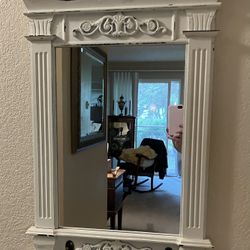 Rustic Wood Mirror With Hooks 
