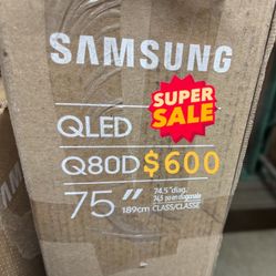 SAMSUNG 75-Inch Class QLED 4K Q80D Series, Dual LED, Object Tracking Sound Lite, Q-Symphony, Motion Xcelerator Turbo+, Gaming Hub, Smart T