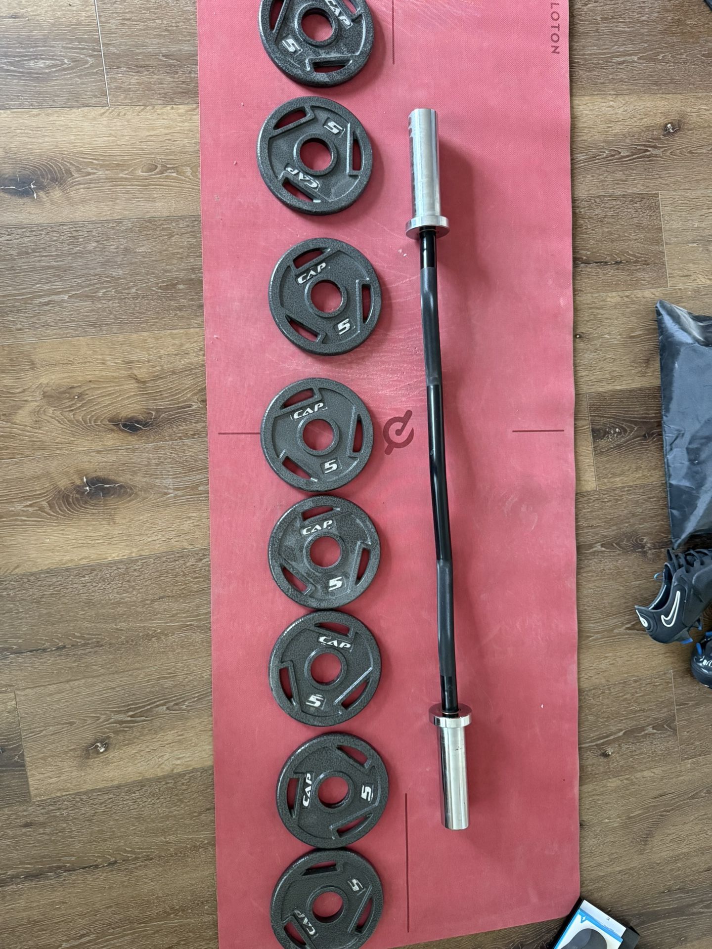 Olympic EZ Curl bar with weights
