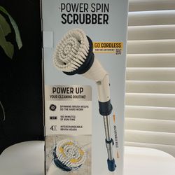Power Spin Scrubber, Adjustable Pole with 4 Different Attachments, Bathroom/Kitchen/Living Room Home