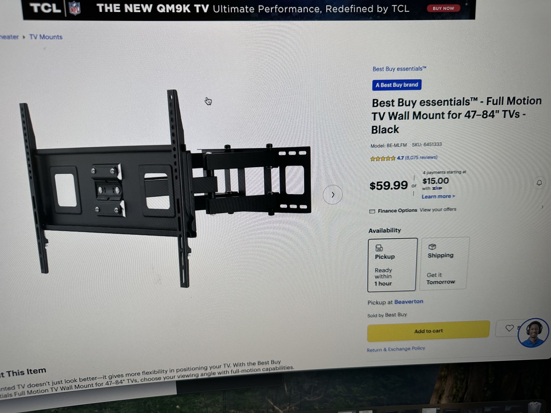 TV Wall Mount - Full Motion - Box Not Opened