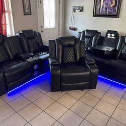 Recliner Set With Speaker White Or Black 