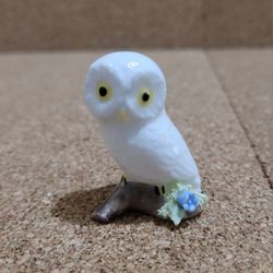 Vintage White Owl Bone China Figurine 1.5" Tall.

