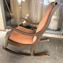Vintage Padded Rocking Chair Wooden 