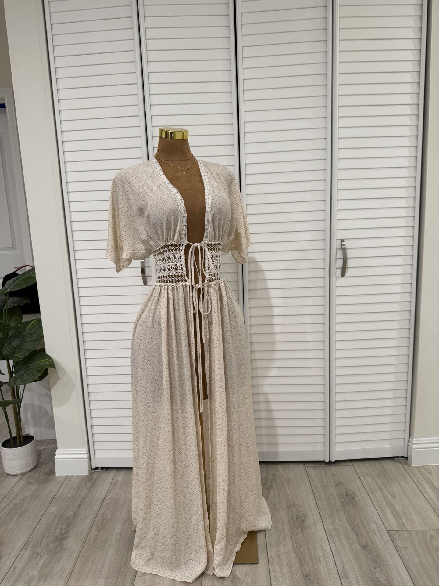 Cream and white maxi cardigan