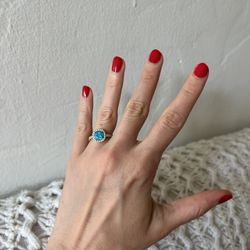Engagement Ring Diamonds And Turquoise 