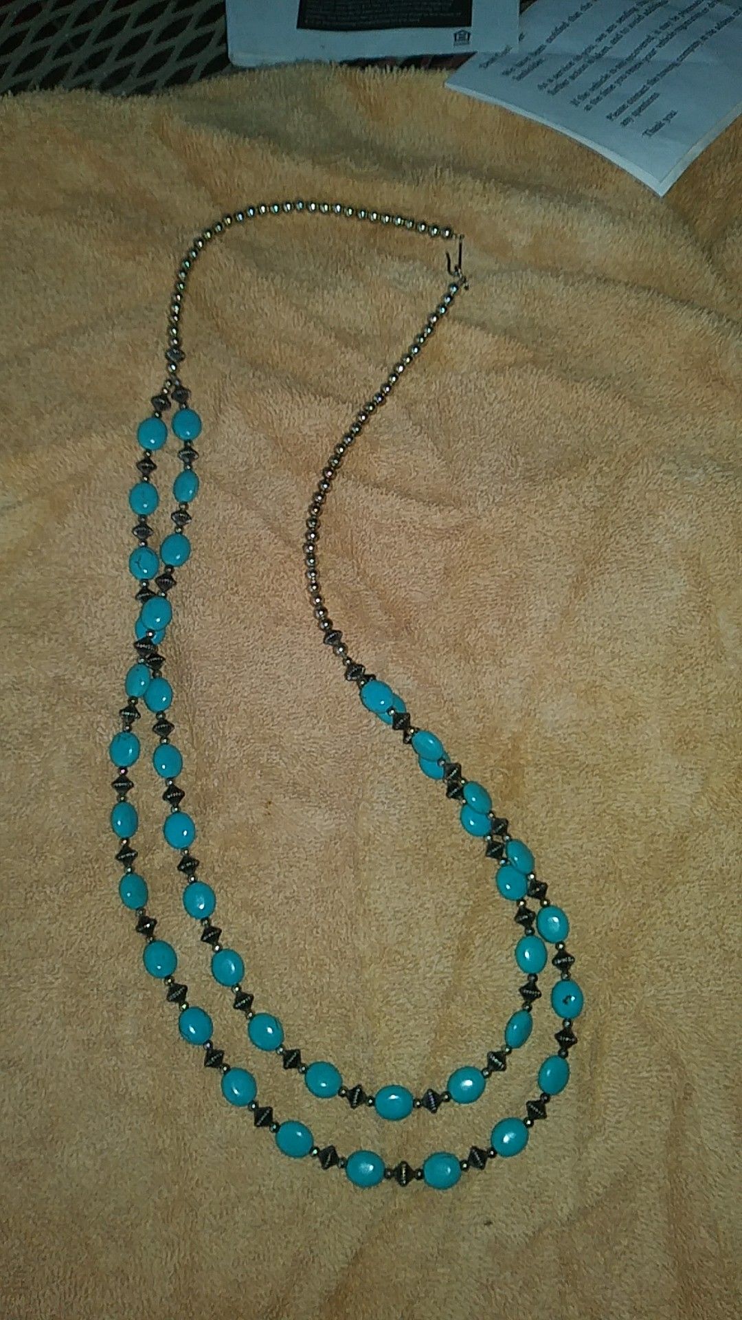 Turquoise Genuine Sterling Silver Bead Necklace