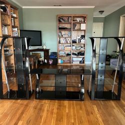 GLASS 3 PIECE SET ENTERTAINMENT CENTER WITH TV STAND