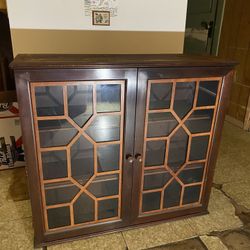 Antique wooden shelving cabinet with three shelves in it a nice piece from the 1950s