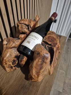 Wood Carved Wine Bottle Holder